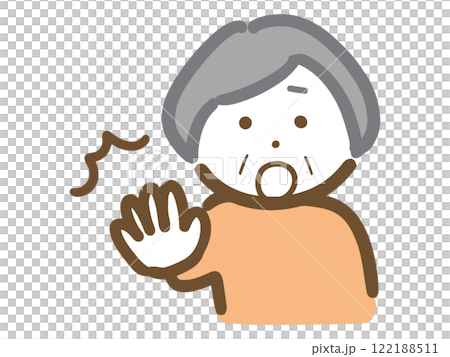 ストップをかけるシニア女性(上半身) ストップをかけるシニア女性(上半身) 122188511