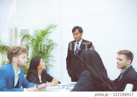 Group of team young business and executive discussing for planning marketing and strategy. 122188917