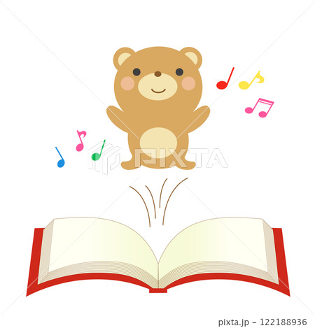 本から飛び出すかわいいくまのイラスト 122188936