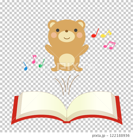 本から飛び出すかわいいくまのイラスト 122188936