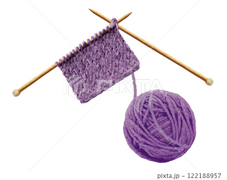 毛糸の編み物（パープル） 122188957