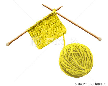 毛糸の編み物（イエロー） 122188963