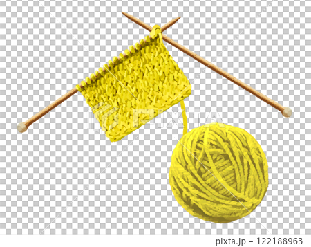 毛糸の編み物（イエロー） 122188963