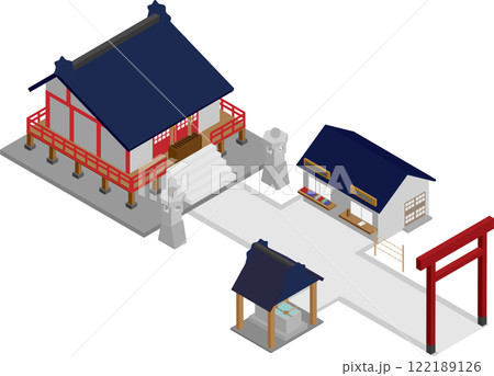 アイソメトリックな神社仏閣と社務所 122189126