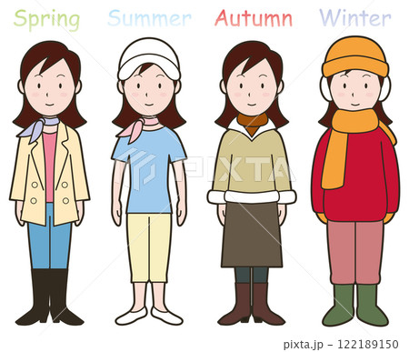 四季の女性の服装 122189150