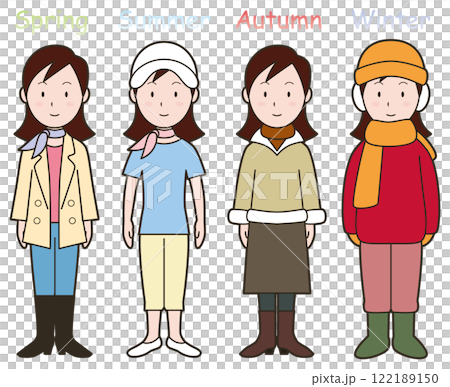 四季の女性の服装 122189150