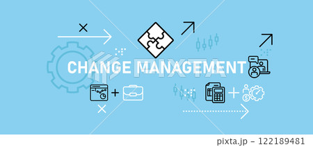 Change Management conceptual job problem solving company development employee work data job system changing financial manage design icon outline concept set collection 122189481