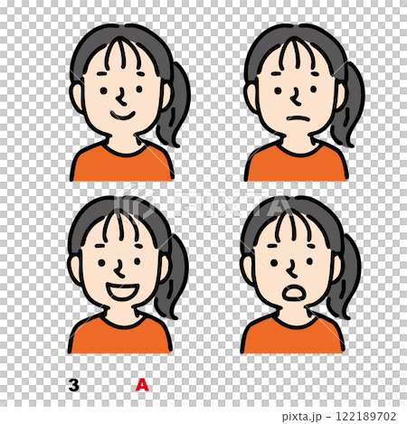 Four facial expressions of boys and men (color) 122189702