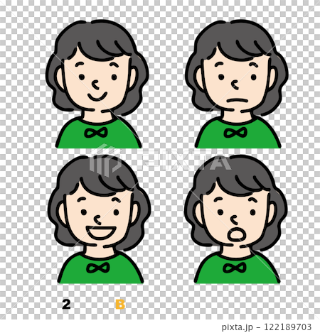 Four facial expressions of boys and men (color) 122189703