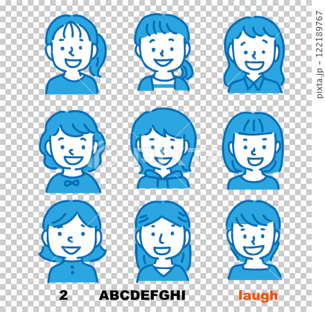 Illustration set of various girls and women (smile) 122189767
