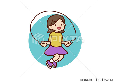縄跳びをする女子小学生 122189848