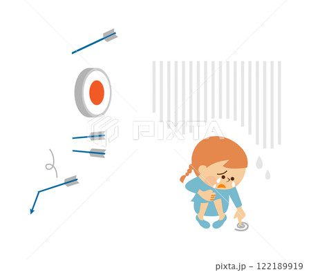 弓矢で的を狙う子供 挫折　イメージイラスト 122189919