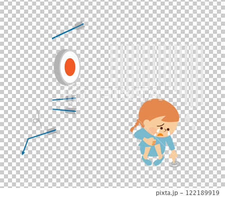 弓矢で的を狙う子供 挫折　イメージイラスト 122189919