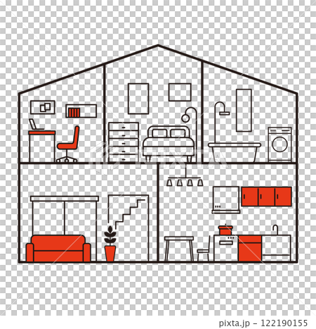 一軒家部屋イラスト 122190155
