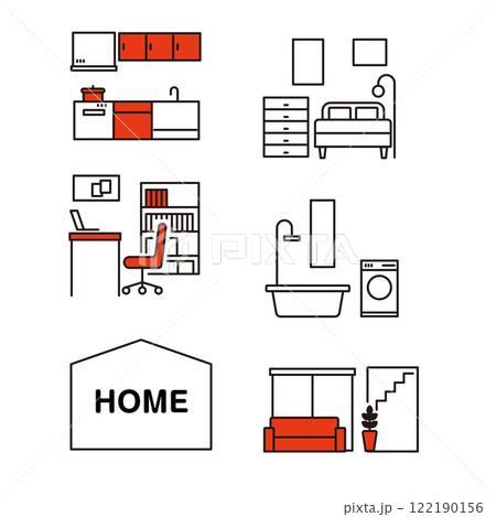 部屋家具イラストアイコンセット 部屋家具イラストアイコンセット 122190156