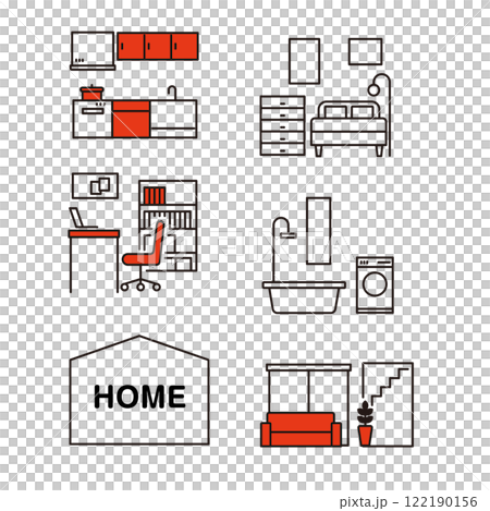 部屋家具イラストアイコンセット 部屋家具イラストアイコンセット 122190156