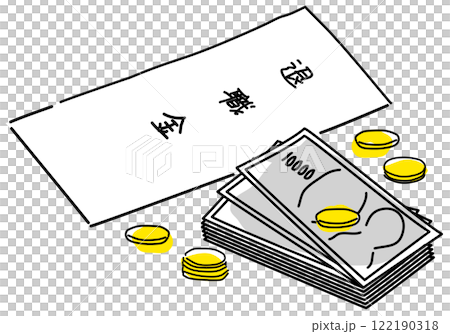 Simple line drawing of cash for retirement benefits image 122190318