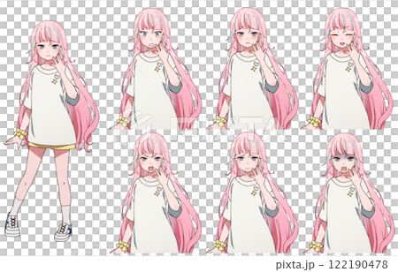 生意気そうなピンク髪の女の子 122190478