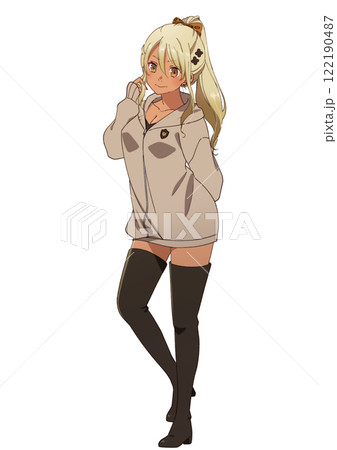 金髪褐色ギャルの立ち絵のイラスト素材 [122190487] - PIXTA