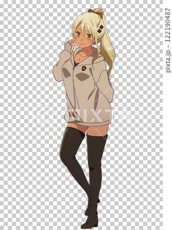 Blonde tanned gal standing image 122190487