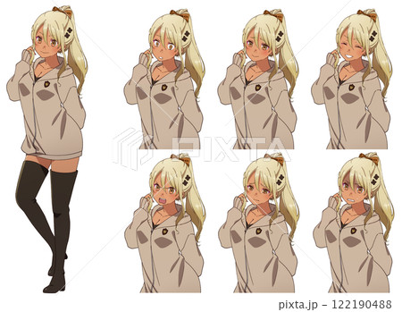 金髪褐色ギャルの立ち絵のイラスト素材 [122190488] - PIXTA