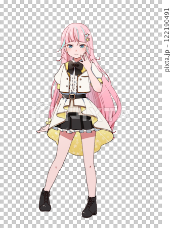 穿著偶像服裝的厚臉皮粉紅頭髮女孩 122190491