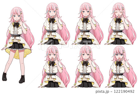 アイドル衣装を着た生意気そうなピンク髪の女の子 122190492