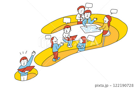 さまざまな仮説や疑問について話し合う人々のイラスト 122190728