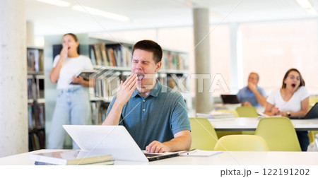 View on bored young male student View on bored young male student 122191202