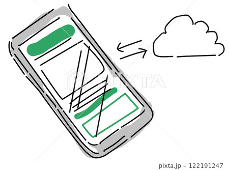 スマホで確定申告のイメージ線画 122191247