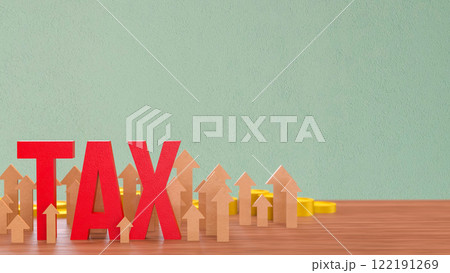 Red tax and arrow up for business concept 3d Rendering. 122191269