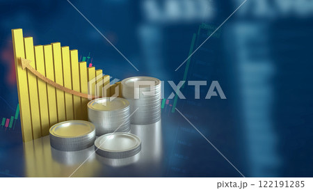 The Coins and chart for Business concept 3d Rendering. 122191285