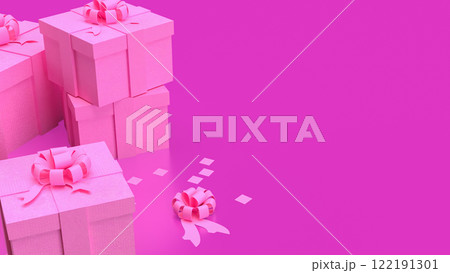 Gift box on  Pink Background  for celebration or valentines concept 3d rendering. 122191301