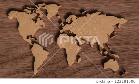The Wood world map for Business or education concept 3d Rendering. The Wood world map for Business or education concept 3d Rendering. 122191306
