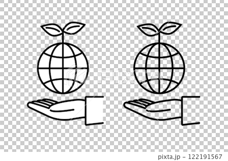 Icon of a sprouting earth and a person's hand - image of protecting the global environment Icon of a sprouting earth and a person's hand - image of protecting the global environment 122191567
