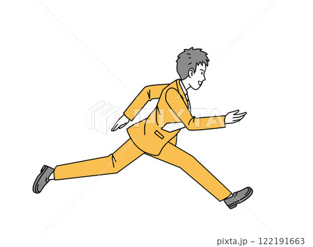 全速力で走る、ダッシュするスーツ姿の男性のイラスト 122191663