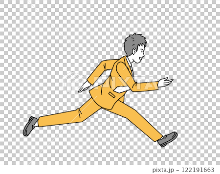 一個穿著西裝的男人全速奔跑和衝刺的插圖 122191663