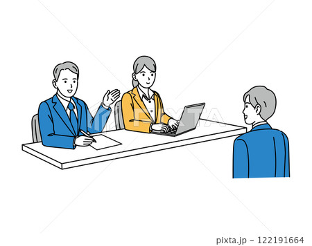 就職活動、面接を受ける男性のイラスト 就職活動、面接を受ける男性のイラスト 122191664