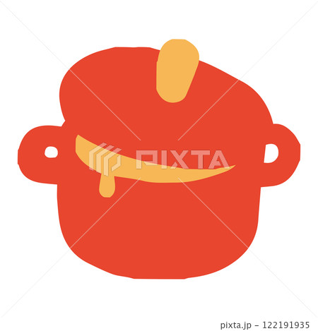 中身の垂れたシンプルな赤い鍋 122191935