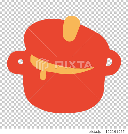 中身の垂れたシンプルな赤い鍋 122191935