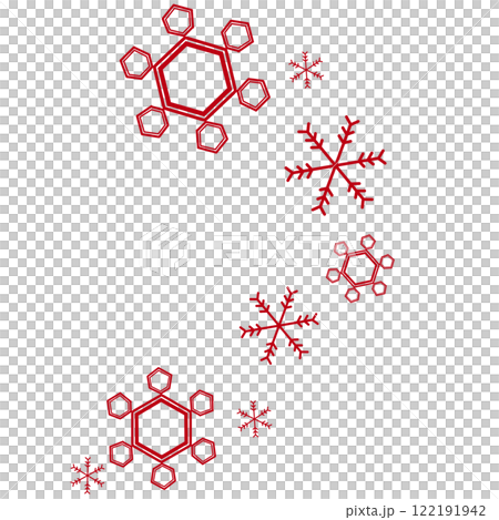 赤色の六角形の雪の結晶のイラスト 122191942