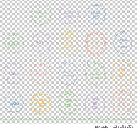 シンプルな飾りフレームのベクターイラストセット。ゆるい、手書き風、見出し、線、飾り枠 122192209