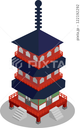 アイソメトリックな三重塔の建物 122192292