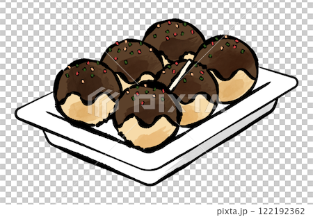 たこ焼きの和風ベクターイラストアイコン 白バック たこやき タコヤキ タコ焼き 122192362