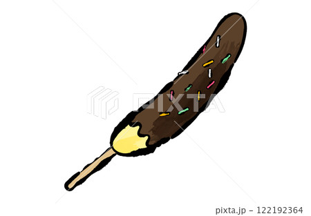チョコバナナの和風ベクターイラストアイコン 白バック 122192364