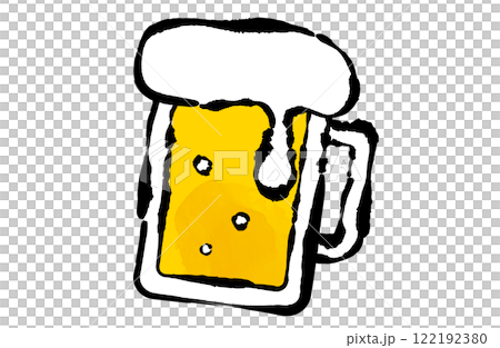 啤酒杯日式向量插畫圖示水彩白色背景 122192380