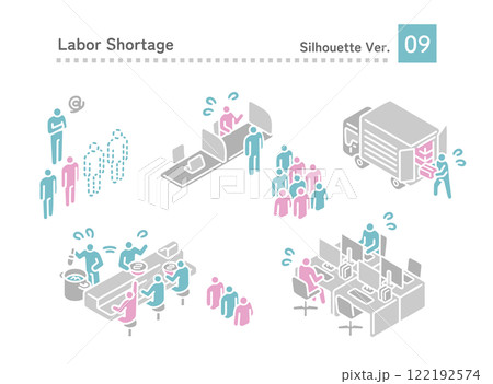 Various labor shortage patterns, illustration set 122192574