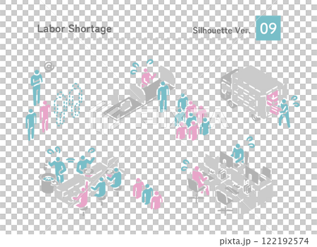 Various labor shortage patterns, illustration set 122192574