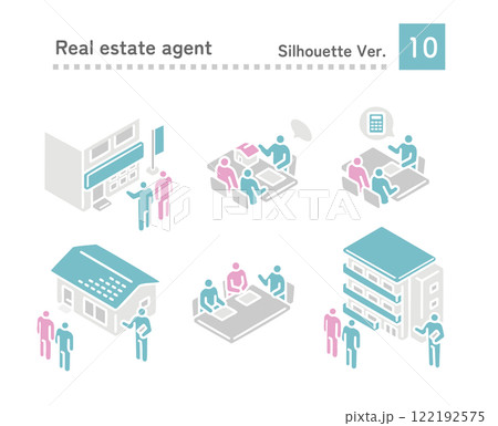 Illustration of two people consulting a real 122192575