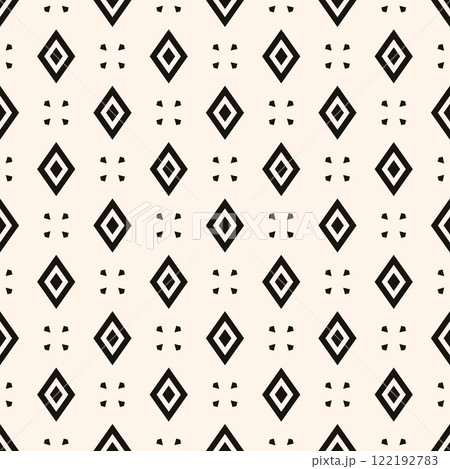 Diamonds pattern. Vector geometric seamless texture with rhombus shapes. Abstract black and white graphic ornament. Monochrome minimalist background. 122192783